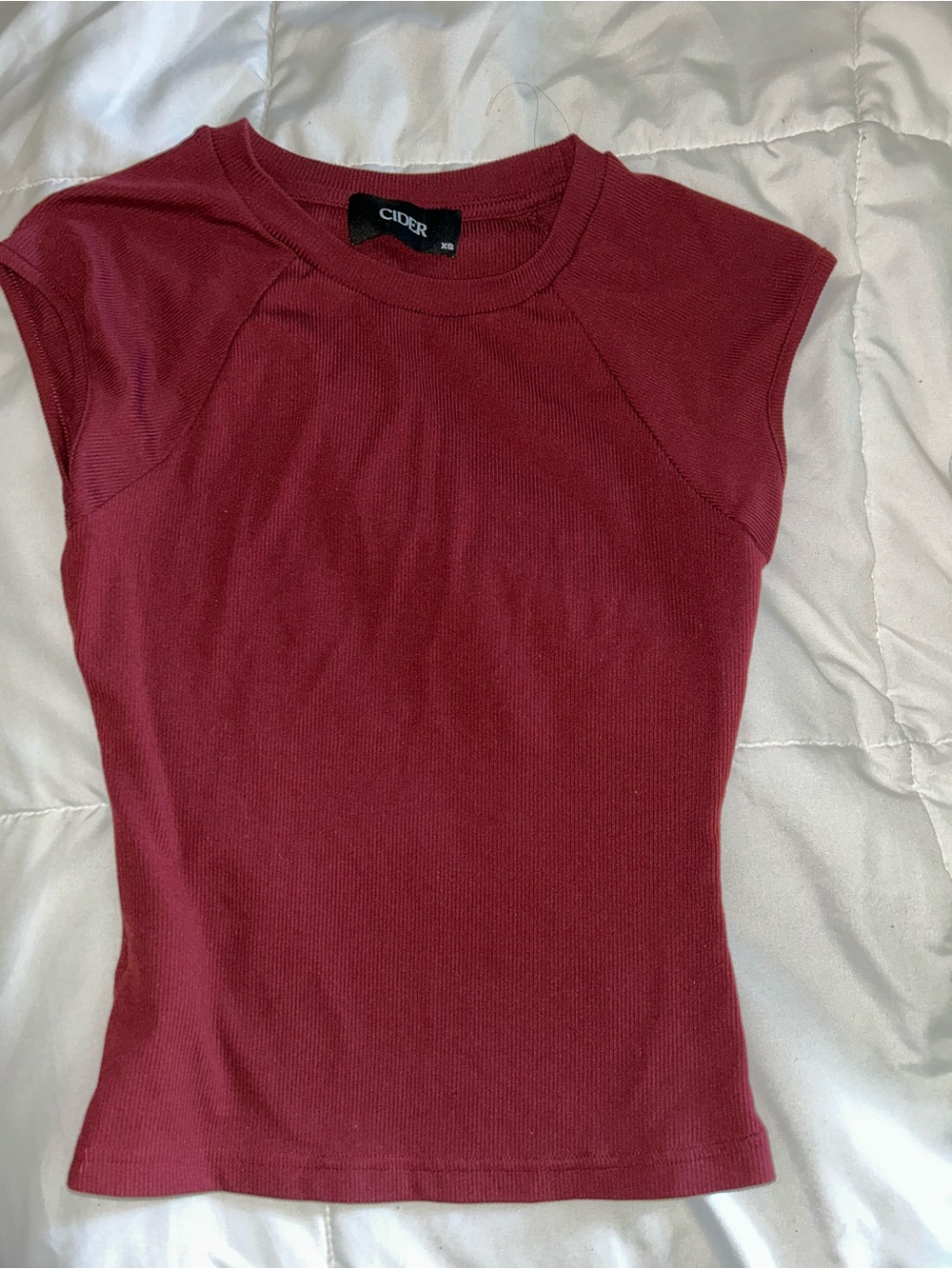 Cider Ribbed Sleeveless Tank Top in Deep Red